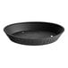 A black round plastic platter with a black base.