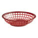 A brown plastic round fast food basket with grids.