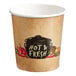 A Choice paper soup cup with black and white text that says "Hot & Fresh" on a counter.