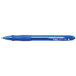 A Bic Velocity blue ballpoint pen with a blue cap.