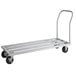 A silver Regency aluminum dunnage rack with black wheels.