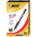 A box of 36 Bic Velocity Black Retractable Ball Point Pens with black barrels.