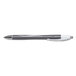 A close-up of a Bic Atlantis Exact black ballpoint pen with black and silver accents.