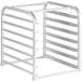 A Regency aluminum sheet pan rack with seven shelves.
