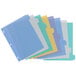 A group of colorful files with Avery Write-On plastic dividers.