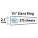 A diagram of Avery 27351 blue binder with 1 1/2 inch slant rings.