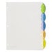 A white folder with Avery Style Edge translucent plastic multi-color tabs.