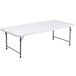 A white rectangular Flash Furniture kids table with metal legs.