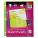 A package of Avery corner lock binder pockets with different colored papers.