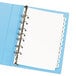 A blue and white mini binder with Avery 12-tab dividers.