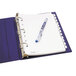 A purple and white file folder with Avery 12-tab dividers inside.