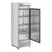 A silver True T-19FZ-HC reach-in freezer with a solid door.