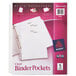 A package of 5 Avery clear three ring binder pockets.