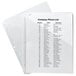 A clear Avery 3-ring binder pocket with a list of company names inside.