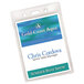 A clear Avery badge holder with a white name tag inside.