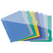 A stack of Avery Big Tab plastic dividers with multi-colored pockets on several folders.