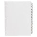 A white file with Avery 12-tab dividers with clear labels.