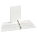 A white Avery binder with silver rings.
