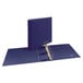 A blue Avery Durable View binder with silver metal rings.