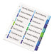 A white file folder with Avery 16-tab multi-color dividers.
