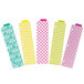 A group of Avery Snap-In plastic bookmarks with assorted designs including yellow and white stripes and yellow and white chevron.