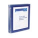 A navy blue Avery Flexi-View binder with a clear cover over white paper.