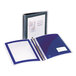 A navy blue Avery Flexi-View binder with a white paper on the cover.