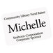 A white Avery name badge label with black text that says "Michelle"