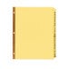 A yellow file folder with brown tabs labeled with black letters.