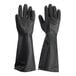 A pair of black Winco natural latex rubber gloves.
