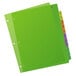 A green file folder with Avery multicolor tabs that are labeled Jan-Dec.