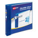 A blue Avery Flexi-View binder with white text on the cover.