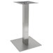 A silver square metal bar height table base.