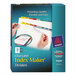 A box of Avery Multi-Color Index Maker Divider Sets with clear labels on a blue box.