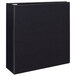 A black Avery heavy-duty binder with white EZD rings.