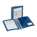 A navy blue Avery Flexi-View binder with white pages inside.