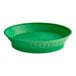 A green plastic diner platter with a base.