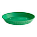 A green plastic diner platter with a woven pattern.