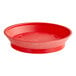 A red plastic diner platter with a base.