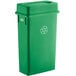 A green Lavex slim rectangular recycling can with a white drop shot lid and a white recycle symbol.