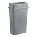 A gray Lavex slim rectangular trash can with a gray drop shot lid.