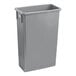 A Lavex gray plastic rectangular trash can with a lid.