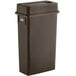 A brown Lavex rectangular trash can with a brown lid.