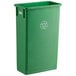 A green Lavex slim rectangular recycle bin with a recycle symbol.