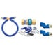 A blue Dormont gas hose kit with a restraining cable.
