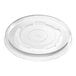 A clear plastic Choice soup container lid with a white rim.