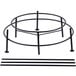 A black metal stand with black rods for a Tablecraft brushed stainless steel beverage tub.