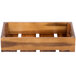 A Tablecraft acacia wood crate with four compartments on a table.