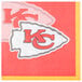 A white 2-ply beverage napkin with the Kansas City Chiefs logo on it.