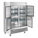 An Avantco stainless steel reach-in refrigerator with open half doors.